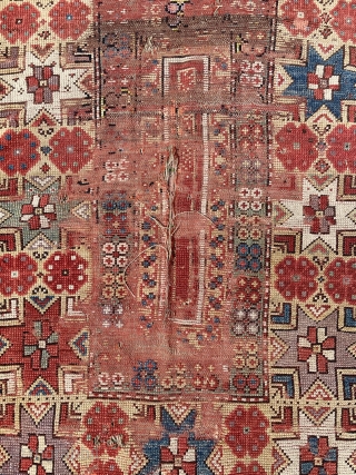 Circa 1860 Milas rug, all color natural dyes. 130 x 99 cm                     