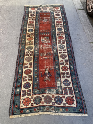 Circa 1880 or earlier Caucasian Talish rug fragment. It has aubergine color. Size 235 x 100 cm, please contact via mail “ halilaalan@gmail.com” or ig: halilalanrugs       