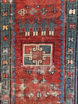 Circa 1880 or earlier Caucasian Talish rug fragment. It has aubergine color. Size 235 x 100 cm, please contact via mail “ halilaalan@gmail.com” or ig: halilalanrugs       