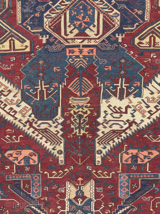 Caucasian dragon soumak carpet circa 1890, it has old repair places. Size : 320 x 265 cm. Please contact for more infos and pics. E-mail : halilaalan@gmail.com // WhatsApp : 0090 534  ...