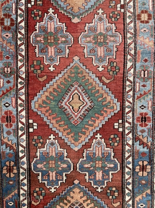 Circa 1900 Heriz runner natural dyes. Size 417 x 95 cm                      