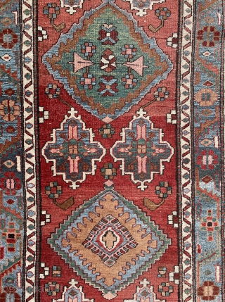 Circa 1900 Heriz runner natural dyes. Size 417 x 95 cm                      