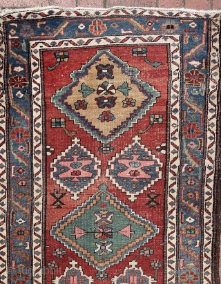 Circa 1900 Heriz runner natural dyes. Size 417 x 95 cm                      