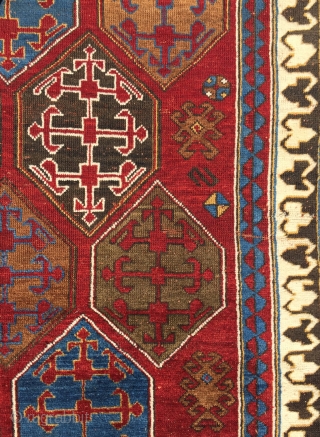 Bordjalu Rug with Armenian letter “Daghlik Karabagh” top side has missing couple of line.
Size : 293 x 155 cm              