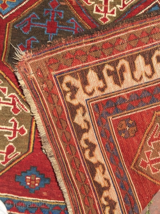 Bordjalu Rug with Armenian letter “Daghlik Karabagh” top side has missing couple of line.
Size : 293 x 155 cm              