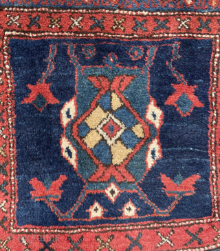 Circa 1900 Persian bagface natural dyes and mint condition. It has used some wool warps on corner and couple of lines wool weft on ends. Length 55 cm width 60 cm. Please  ...