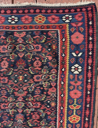 Mint condition Senneh kilim around 1920, there is only small repaired place (at last picture). Size : 195 x 137 cm            