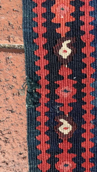Mint condition Senneh kilim around 1920, there is only small repaired place (at last picture). Size : 195 x 137 cm            