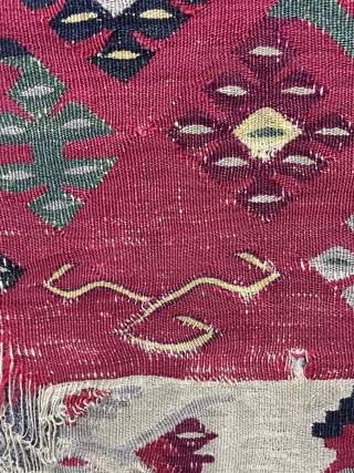 Antique Sharkoy kilim circa 1870 size : 195 x 150 cm. Contact for more details.                  