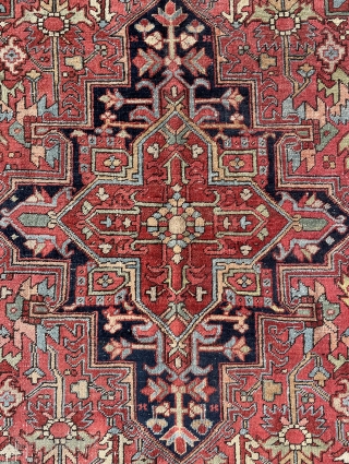 Antique Heriz carpet circa 1910 around, all colors natural dyes. Size: 310 x 202 cm. Contact for more details              