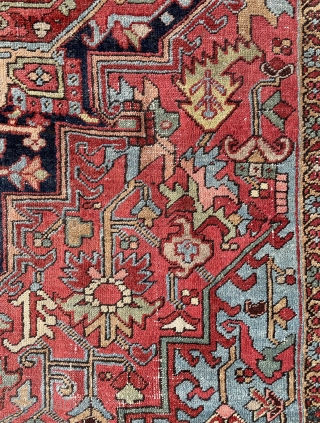 Antique Heriz carpet circa 1910 around, all colors natural dyes. Size: 310 x 202 cm. Contact for more details              