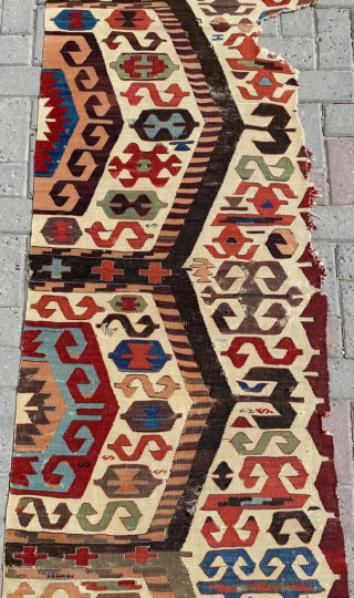 West Anatolia Aydın Kilim Circa 1850 Size: 76x342 cm 
Please contact directly. Halilaydinrugs@gmail.com                    