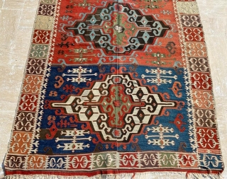 Central Anatolia Aksaray Kilim Circa 1870’s Size: 155x445 cm                        