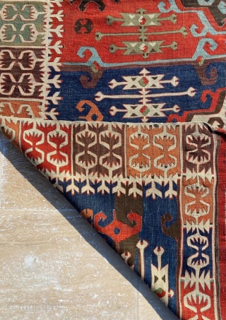 Central Anatolia Aksaray Kilim Circa 1870’s Size: 155x445 cm                        