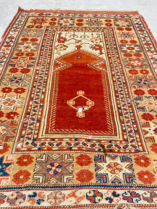 Milas Prayer Rug Circa 1870 Size: 105x140 cm
Please contact directly. Halilaydinrugs@gmail.com                      