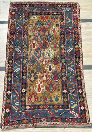 Unusual Yellow Ground Shirvan Karagashli Rug Circa 1830 Size: 95x148 cm
Please contact directly. Halilaydinrugs@gmail.com                   