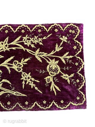 Silk velvet cushion with golden embroidery from 1900s. Size: 88 x 36.5 cm . 

E-mail to halilkokogluu@gmail.com . 

Also, you can simply find my further contact information and my other rugs on  ...