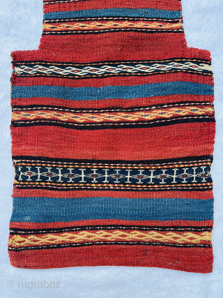 Varamin kilim saltbag circa 1880 all good natural colors and perfect condition size 73x41Cm
Please Contact this email for more information. 
hamidparsacarpet@yahoo.com            