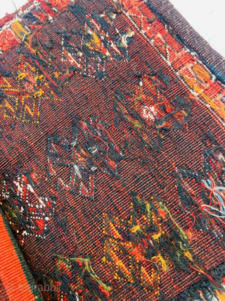 Wonderful Varamin somac bag circa 1880 all good natural colors With a knotted part in the center stunning red color…beautiful kilim In the back and perfect condition size 48x38 Cm
Please Contact this  ...