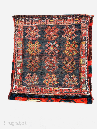 Wonderful Varamin somac bag circa 1880 all good natural colors With a knotted part in the center stunning red color…beautiful kilim In the back and perfect condition size 48x38 Cm
Please Contact this  ...
