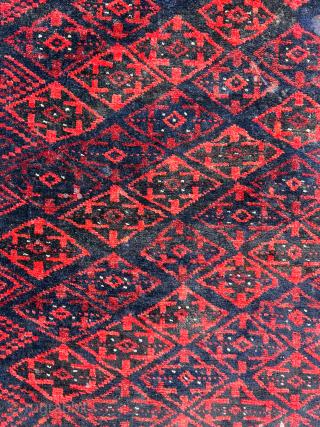 Baluch khorasan ru-korsi,perfect condition circa 1900 size 90x85Cm Please Contact this email for more information.
hamidparsacarpet@yahoo.com
                  