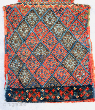Kurdish saltBag circa 1880 all good natural colors and very good condation size60x35Cm
Please Contact this email for more information.
hamidparsacarpet@yahoo.com              