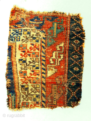 Kurdish rug  fragment mid-19th century, all wool with very attractive colors. Beautiful floral border.size 45x36Cm. Please Contact this email for more information.
hamidparsacarpet@yahoo.com          