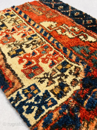 Kurdish rug  fragment mid-19th century, all wool with very attractive colors. Beautiful floral border.size 45x36Cm. Please Contact this email for more information.
hamidparsacarpet@yahoo.com          