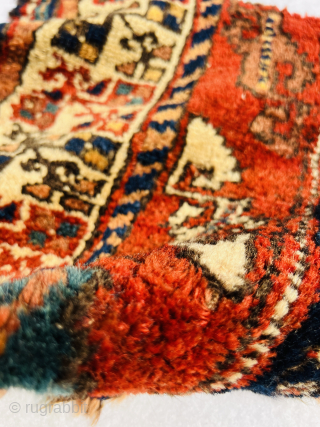 Kurdish rug  fragment mid-19th century, all wool with very attractive colors. Beautiful floral border.size 45x36Cm. Please Contact this email for more information.
hamidparsacarpet@yahoo.com          