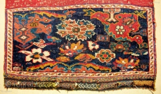 Fine Afshar small chuval circa 1870.Size of pile front is 21.5 x 12". Front & back is 21.5 x 27". Very fine weave for an Afshar with ribbed back > however, it  ...