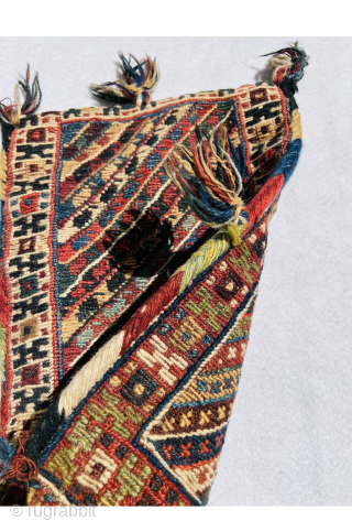 Beautiful Double face Afshar sumac spoon bag circa 1880,all good natural colors and very good condition 100% on wool size 45x30cm            
