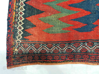 Beautiful Afshar sofreh with Different rare  border on both sides and some very small holes that have been repaired Overall in good condition. circa 1890 size 115x110cm. Please Contact this email  ...