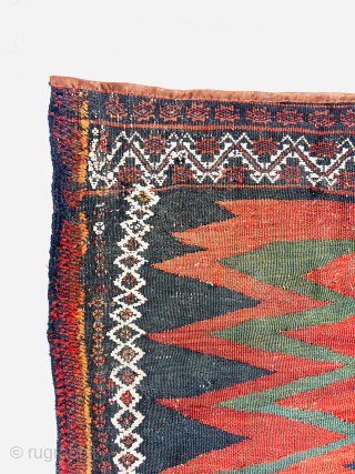 Beautiful Afshar sofreh with Different rare  border on both sides and some very small holes that have been repaired Overall in good condition. circa 1890 size 115x110cm. Please Contact this email  ...