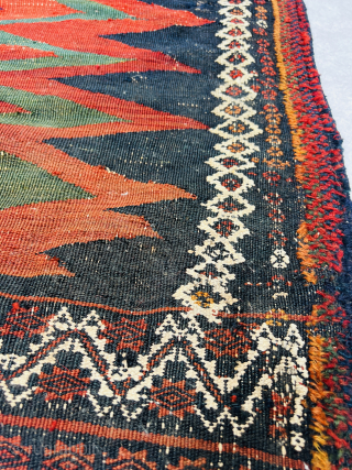 Beautiful Afshar sofreh with Different rare  border on both sides and some very small holes that have been repaired Overall in good condition. circa 1890 size 115x110cm. Please Contact this email  ...