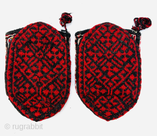 A pair of beautiful antique Persian woolen knitted socks from the Azerbaijan region with silk embroidery. Please Contact this email for more information.
hamidparsacarpet@yahoo.com          