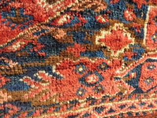 An unusual Ersari torba with what appears to be mirrored totemic figures flanked on either side by schools of fish swimming towards the center. Of course, a stylized floral interpretation is also  ...