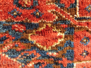 An unusual Ersari torba with what appears to be mirrored totemic figures flanked on either side by schools of fish swimming towards the center. Of course, a stylized floral interpretation is also  ...