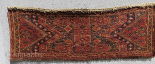 An unusual Ersari torba with what appears to be mirrored totemic figures flanked on either side by schools of fish swimming towards the center. Of course, a stylized floral interpretation is also  ...