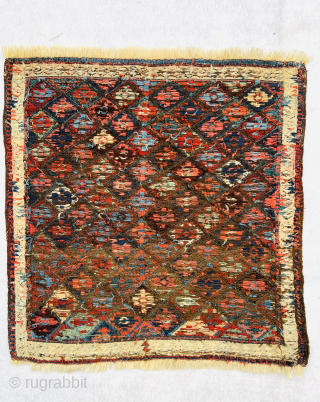 Antique Shahsavan soumak Bag front, 60 x 56 cm., 19th c. All natural dyes and in good condition,Very floppy feel .  Please Contact this email for more information.
hamidparsacarpet@yahoo.com    