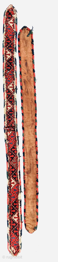 Couple of antique Turkmen piled bands for domestic use. The size of each 100x6 Cm 82x6cm Please Contact this email for more information.
hamidparsacarpet@yahoo.com          