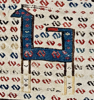 Caucasian Verneh 1870 circa,animal caravan horse,cotton foundation with some damage(Clear in the pictures) all drawings made with soumac technique,size150x61cm              