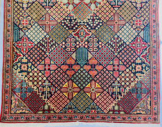 “Antique Kashan rug fragment with extremely fine weaving, made of high-quality kork wool, featuring a design inspired by Qajar-era ceramics. The original outer border of the piece has been lost.”170x92cm Please Contact  ...