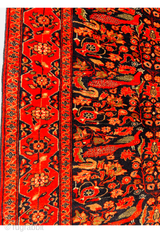 Bird Garden Farahan Antique Rug, circa 1900 This exquisite rug in very good condation ,woven in Farahan at the dawn of the 20th century, is inspired by an imagined garden and vividly  ...