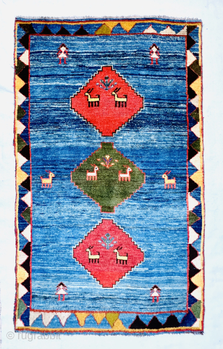 Beautiful Old Lori Gabbeh rug size 195x115cm (approximately 77x45 inches). Please contact this email for more information: hamidparsacarpet@yahoo.com               