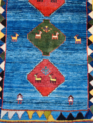 Beautiful Old Lori Gabbeh rug size 195x115cm (approximately 77x45 inches). Please contact this email for more information: hamidparsacarpet@yahoo.com               