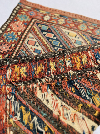 Very fine Moghan savalan shahsevan soumac bagface circa 1870,all good natural dyes and in very good condition,size 55x55cm               