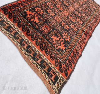 amazing Baluch balisht circa 1880 Beautiful animals embroidered on both ends With sumac technique and With four main colors Dark brown red-red Fawn in the narrow border and in the center of  ...