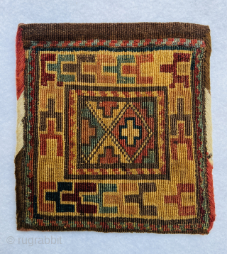  NW Persia Azarbaijan Hashtrud shahsevan  small bag woven in the reverse sumak technique circa 1870  size 20x21cm             