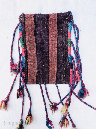 lovely Afshar sumac chanteh circa 1880 all good natural colors and perfect condition size30x21cm,wool on wool                 