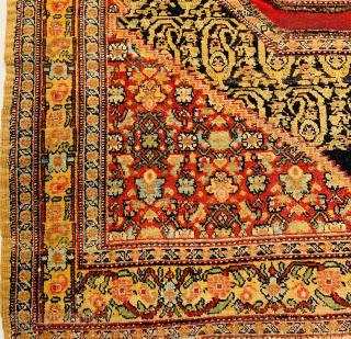 Magnificent Senneh saddle cover,circa 1850s,good condition-size 106x108cm
Please Contact this email for more information. 
hamidparsacarpet@yahoo.com                   